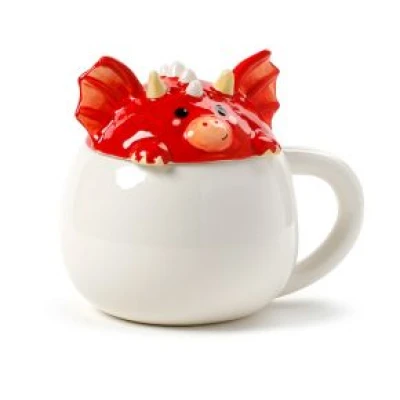 MUG DINOSAURUS WITH LID RED