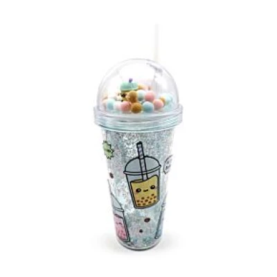 FOODIEMALS BUBBLE TEA DOUBLE WALLED CUP & STRAW WITH CHARMS