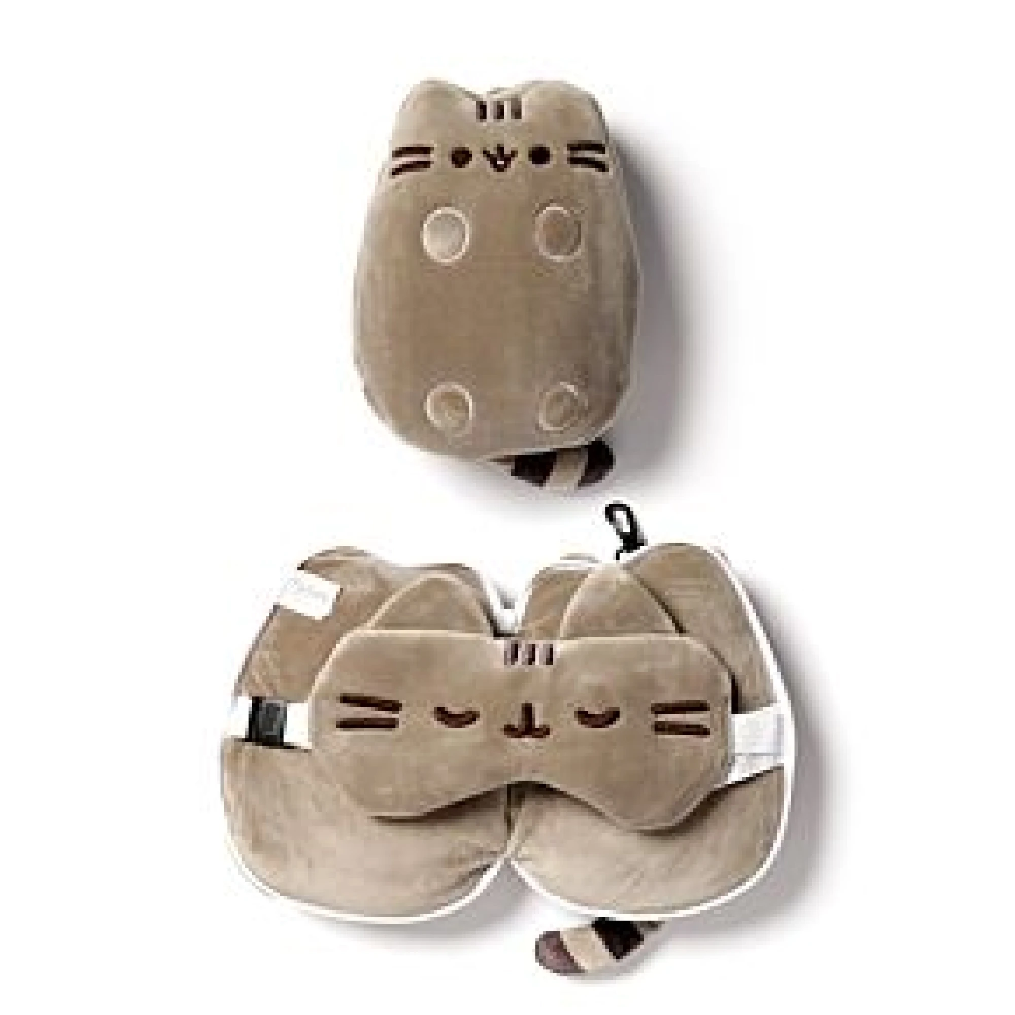 RELAXEAZZ PUSHEEN CAT SHAPED TRAVEL PILLOW & EYE MASK
