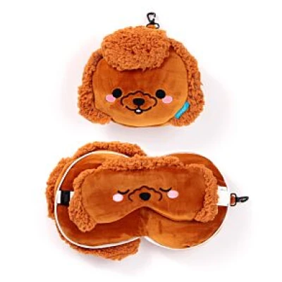RELAXEAZZZ ADDORAMALS GIGI THE TOY POODLE PLUSH TRAVEL PILLOW & EYE MASK