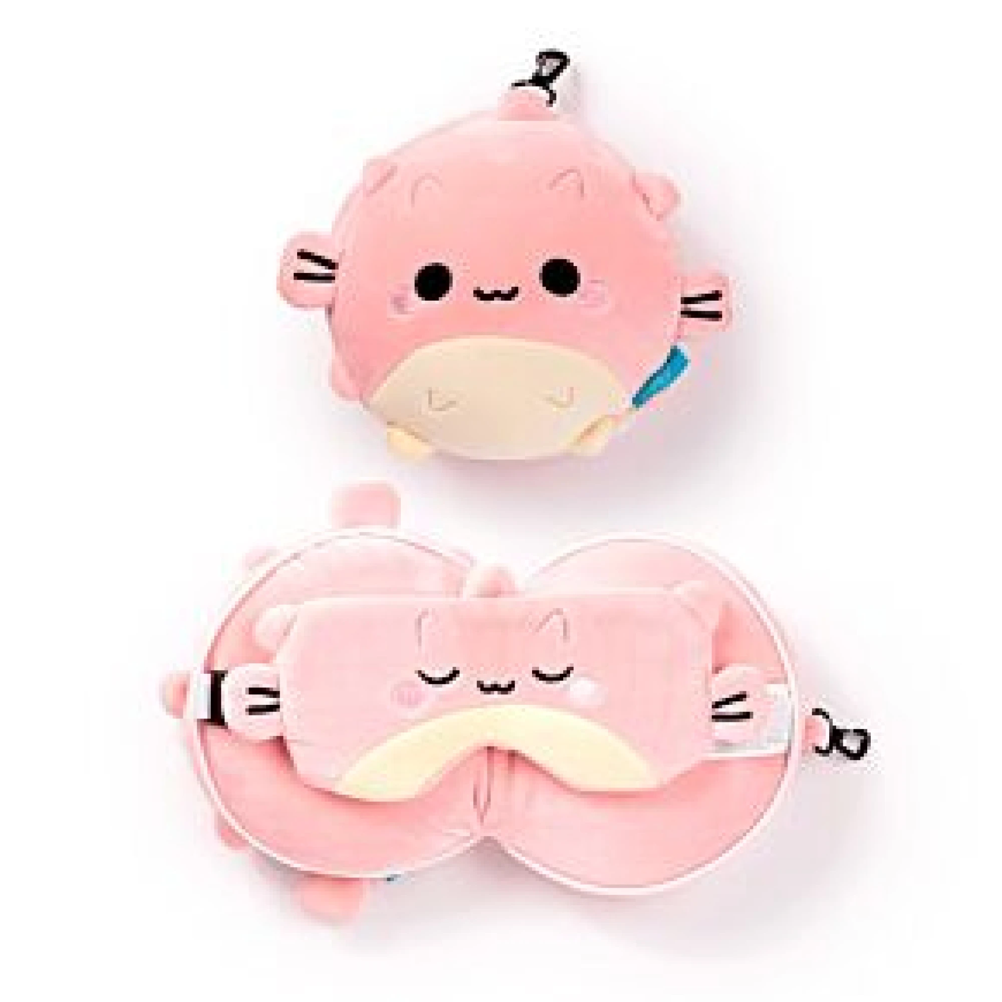 RELAXEAZZZ ADORAMALS PUFF THE PUFFER FISH PLUSH TRAVEL PILLOW & EYE MASK