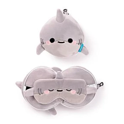 RELAXEAZZ ADORAMALS ARCHIE THE SHARK PLUSH TRAVEL PILLOW & EYE MASK