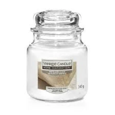 HI MEDIUM JAR WHITE LINEN AND LACE