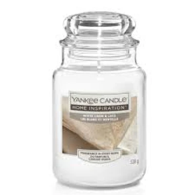 HI LARGE JAR WHITE LINEN AND LACE